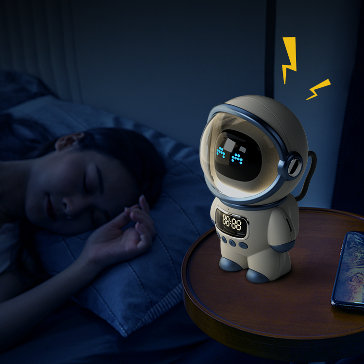 Intelligent astronaut, featuring AI intelligent voice, Bluetooth speaker, clock alarm, speaker, and night light functions.