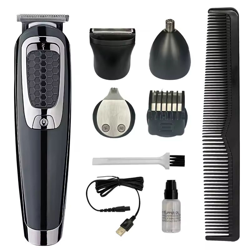 Exquisite five-in-one rechargeable hairbrush and shaving set