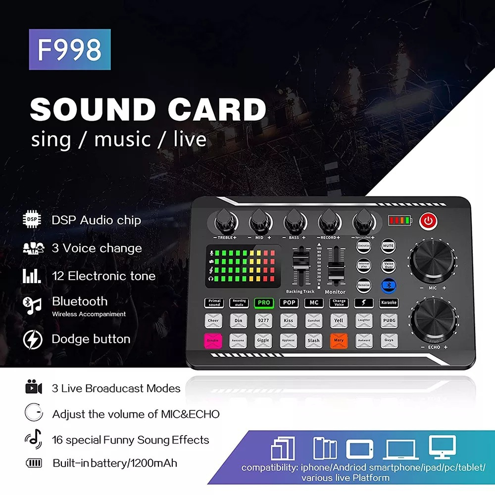 Microphone and sound card live streaming equipment package