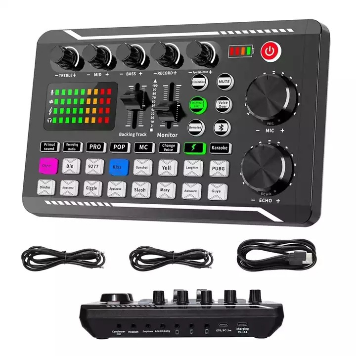 Microphone and sound card live streaming equipment package