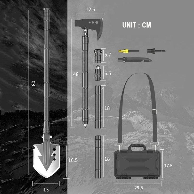 Multifunctional soldier shovel and axe set