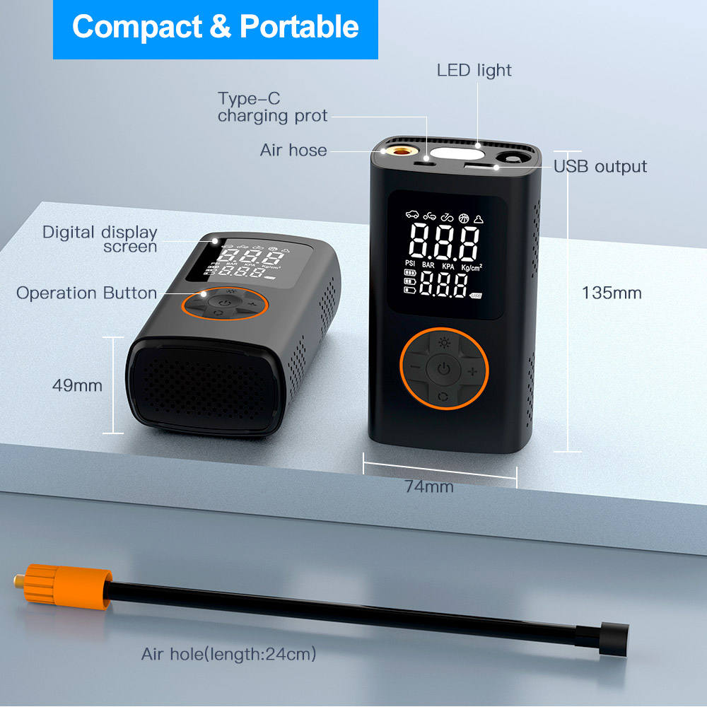 Wireless mini electric portable digital air pump