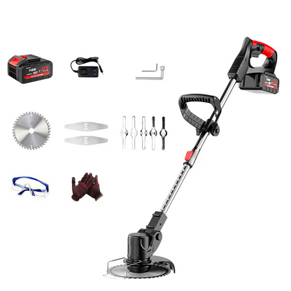 High-quality small household handheld lawn mower, equipped with lithium battery and charger.