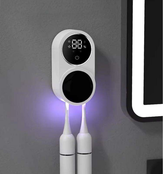 Wall-mounted double-person toothbrush ultraviolet intelligent sterilization and disinfection device