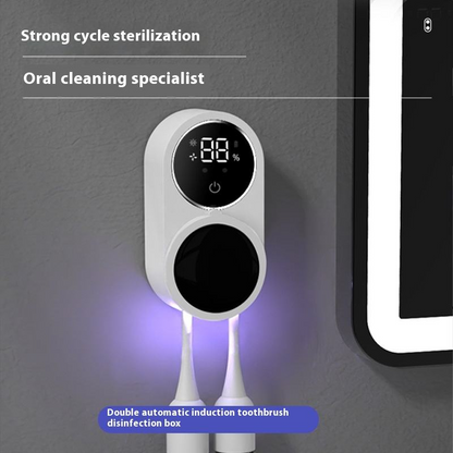 Wall-mounted double-person toothbrush ultraviolet intelligent sterilization and disinfection device
