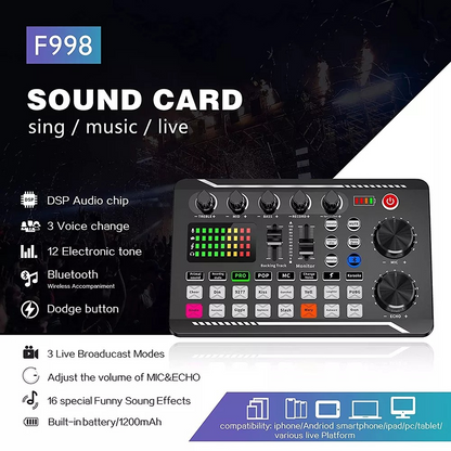 Microphone and sound card live streaming equipment package