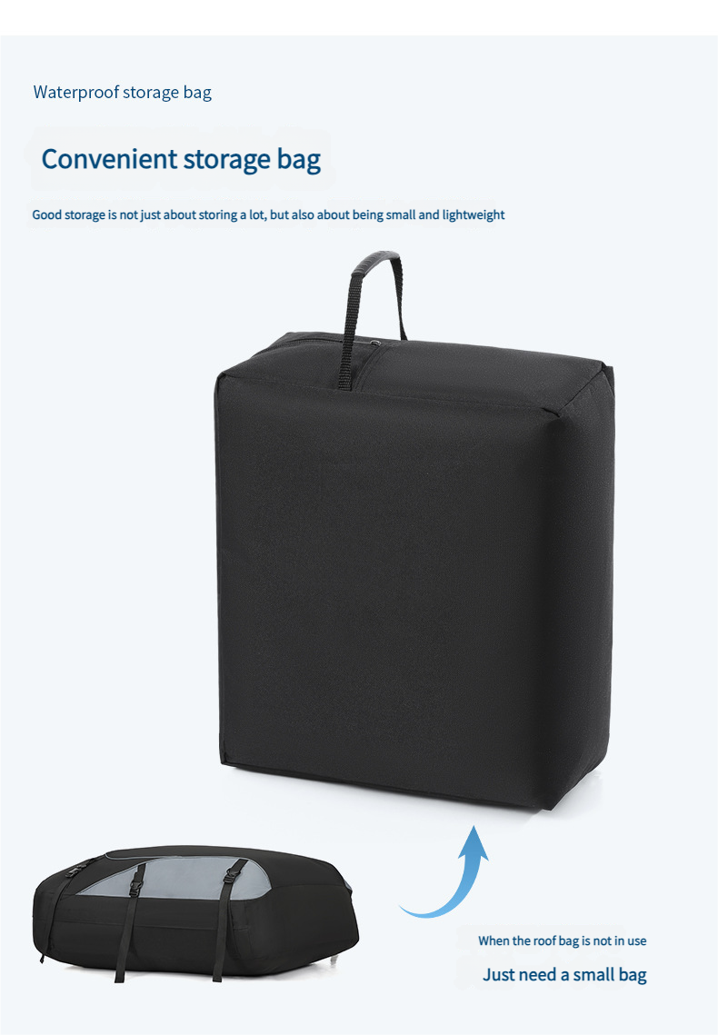 The luggage bag on the roof of the car