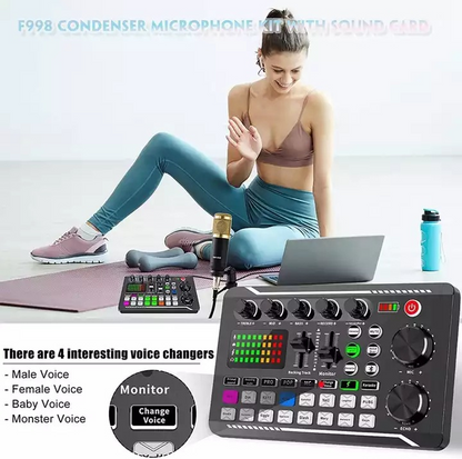 Microphone and sound card live streaming equipment package