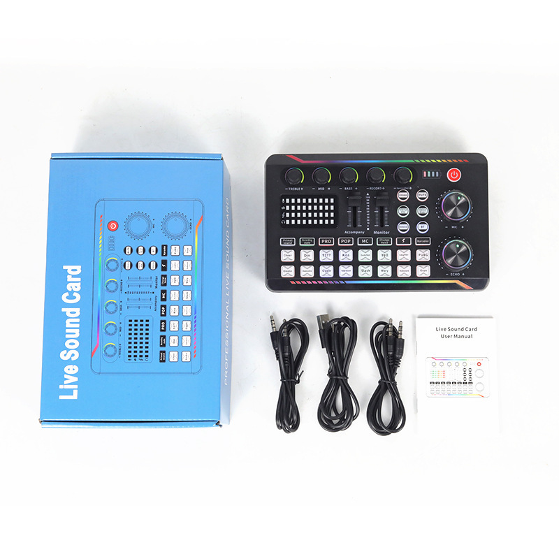 Microphone and sound card live streaming equipment package