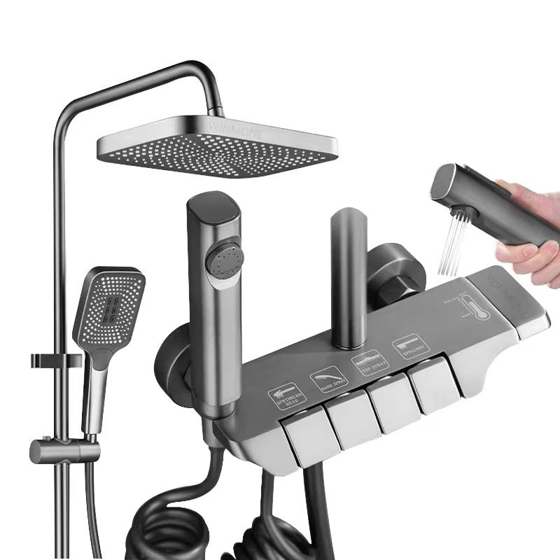 Wall-mounted piano shower faucet device