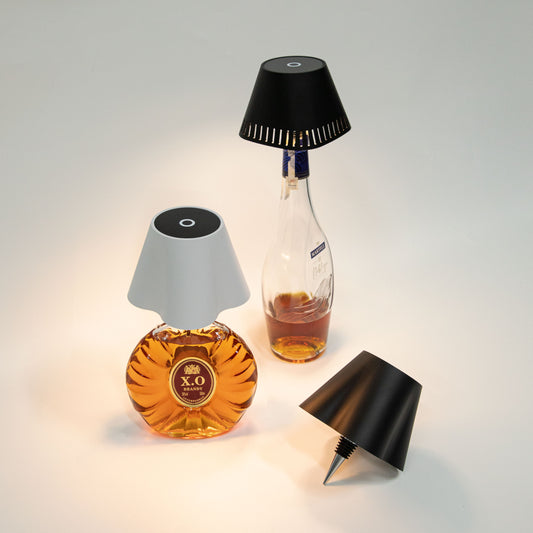 Three-tone tinted insertable wine bottle lamp
